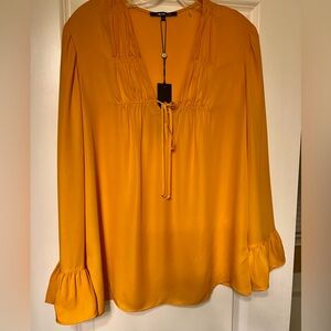 NWT Kobi Halperin silk blouse in mustard yellow. Sz medium.